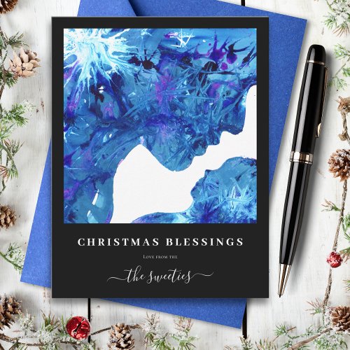 Modern Abstract Nativity Watercolor Christmas Holiday Card
