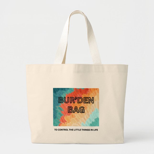 MODERN ABSTRACT NATURAL COTTON WOMEN'S BUR'DEN LARGE TOTE BAG (Front)