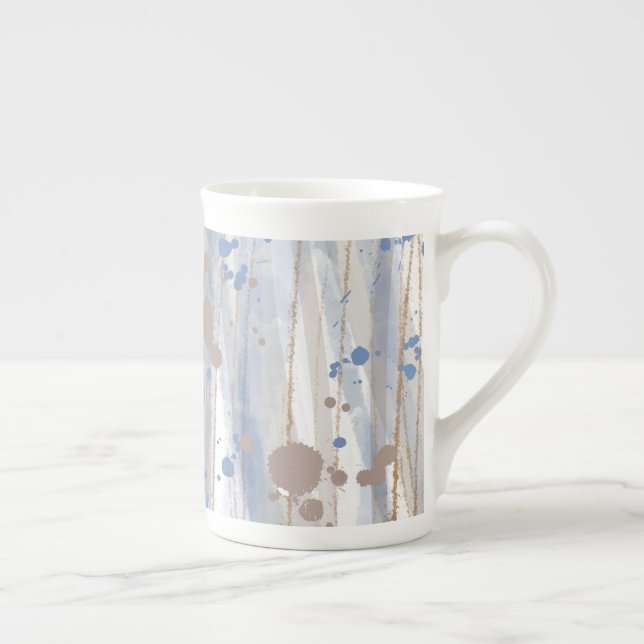 Modern Abstract Nature Art Brushstrokes Bone China Mug (Right)