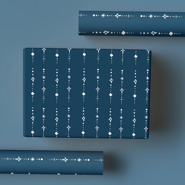 Modern Abstract Navy Blue Nordic Winter Wrapping Paper Sheets (Creator Uploaded)