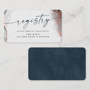 Modern Abstract Navy & Rose Gold Wedding Registry Enclosure Card