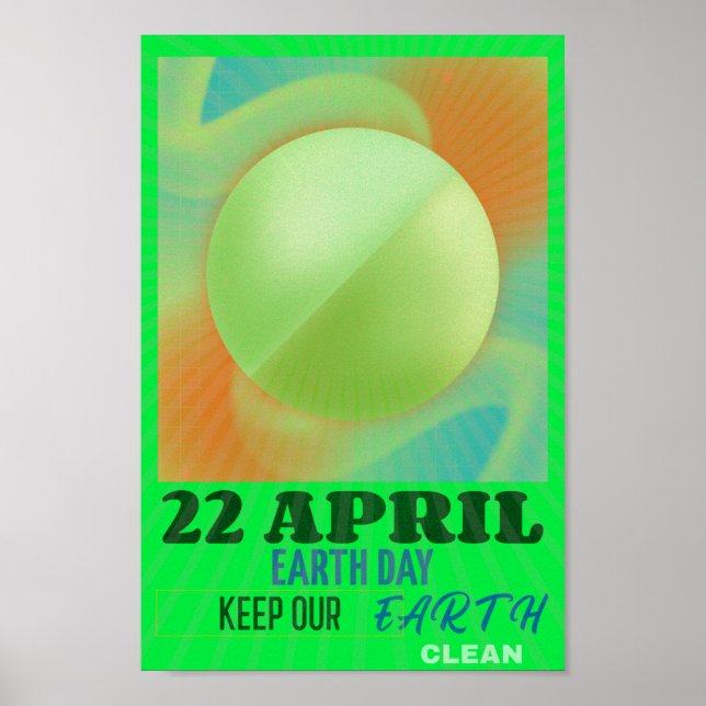 Modern Abstract Neon Art for Earth Day Poster (Front)
