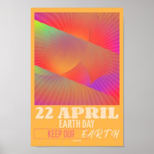 Modern Abstract Neon Art for Earth Day Poster