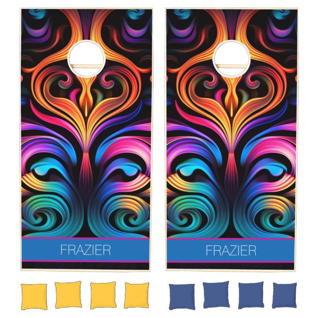 Modern Abstract Neon Colors Cornhole Set (Set)