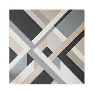 Modern Abstract Neutral 3D Layers Metal Print