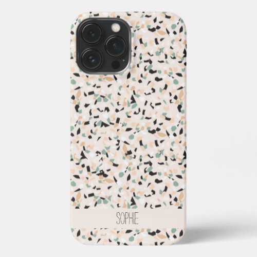 Modern Abstract Neutral Pastel Terrazzo Pattern  iPhone 13 Pro Max Case