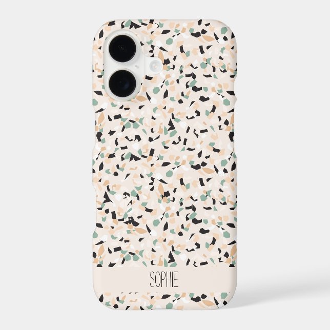 Modern Abstract Neutral Pastel Terrazzo Pattern  iPhone Case (Back)