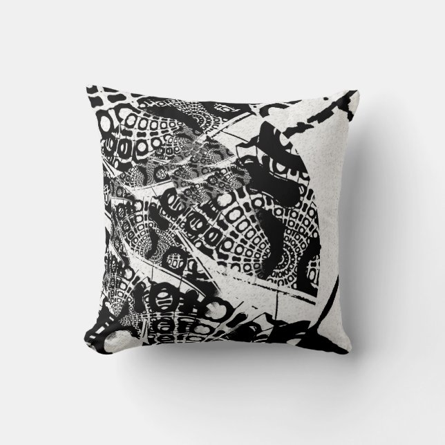 Modern Abstract News Print Era Throw Pillow (Front)