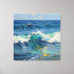 Modern Abstract Ocean and Teal Coastal Canvas - Ar Print