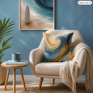 Modern Abstract Ocean Surf Sand Beach