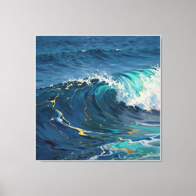 Modern Abstract Ocean -Teal Coastal Canvas - Art I Print (Front)