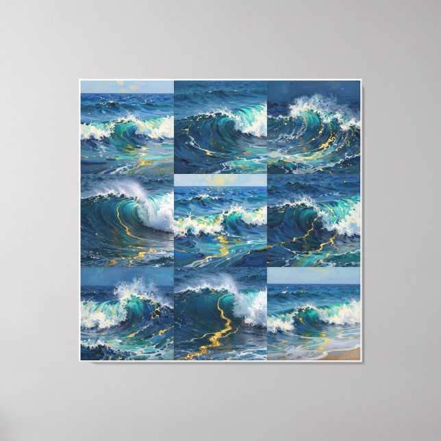 Modern Abstract Ocean -Teal Coastal Canvas-Art IX Canvas Print (Front)