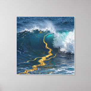 Modern Abstract Ocean -Teal Coastal Canvas-Art VII Canvas Print