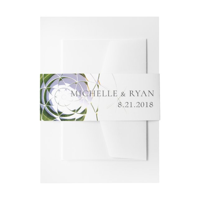 Modern Abstract Olive Leaves Green Wedding Invitation Belly Band (Front Example)