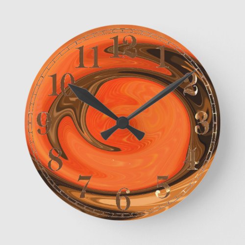 Modern Abstract Orange Brown Sunset Wall Clock