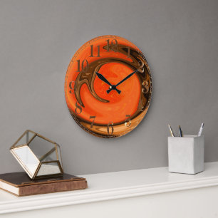 Modern Abstract Orange Brown Sunset Wall Clock