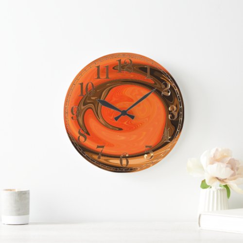 Modern Abstract Orange Brown Sunset Wall Clock