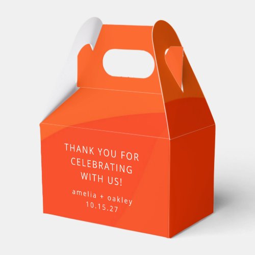 Modern Abstract Orange Custom Wedding Thank You Favor Boxes