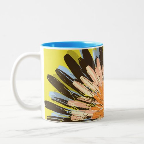 Modern Abstract Orange Dandelion Floral Two_Tone Coffee Mug
