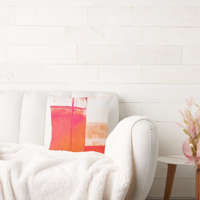 Modern Abstract Orange Geometric Graphic Pattern Throw Pillow (Couch)