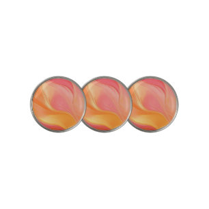 Modern Abstract Orange Pink and Gold Golf Ball Marker