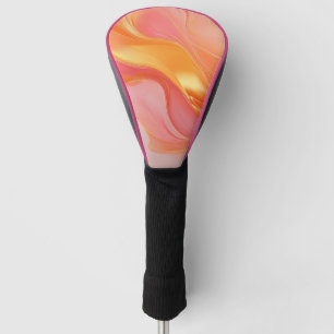 Modern Abstract Orange Pink and Gold Golf Head Cover