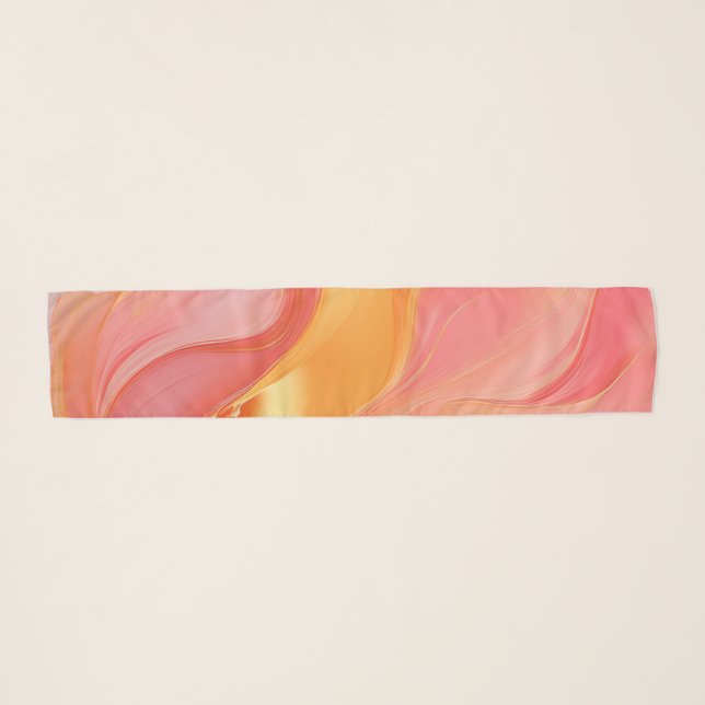 Modern Abstract-Orange Pink and Gold- Scarf (Front (Horizontal))