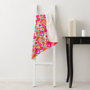 Modern Abstract Orange Pink Blue Pattern Throw Pil