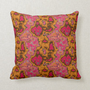 Modern Abstract Orange Pink Blue Pattern Throw Pil Pillow