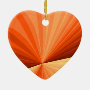 Modern Abstract Orange Red Vanilla Fractal Heart Ceramic Ornament