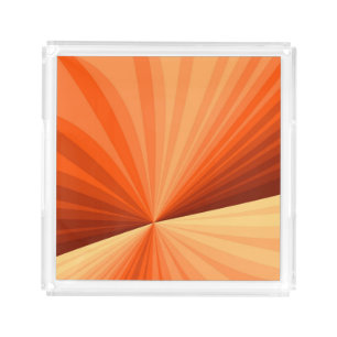 Modern Abstract Orange Red Vanilla Graphic Fractal Acrylic Tray
