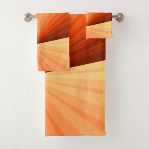 Modern Abstract Orange Red Vanilla Graphic Fractal Bath Towel Set