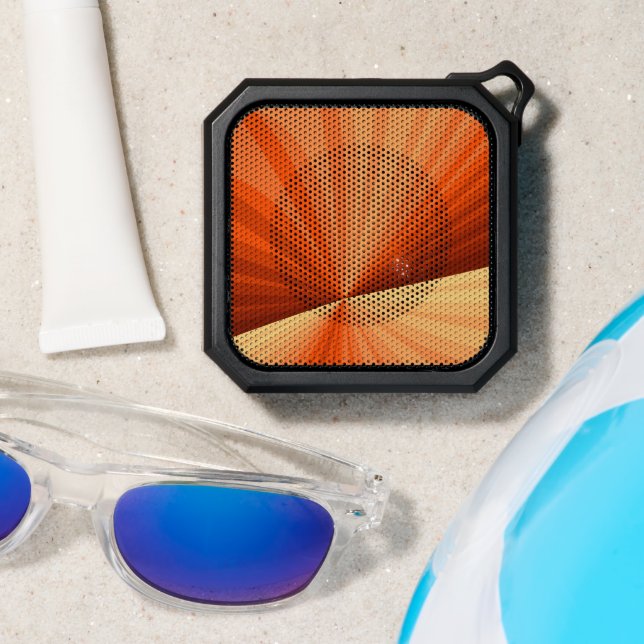 Modern Abstract Orange Red Vanilla Graphic Fractal Bluetooth Speaker (Insitu(Beach))