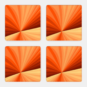 Modern Abstract Orange Red Vanilla Graphic Fractal Coaster Set