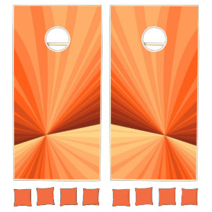 Modern Abstract Orange Red Vanilla Graphic Fractal Cornhole Set