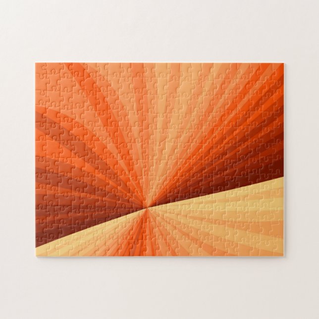 Modern Abstract Orange Red Vanilla Graphic Fractal Jigsaw Puzzle (Horizontal)