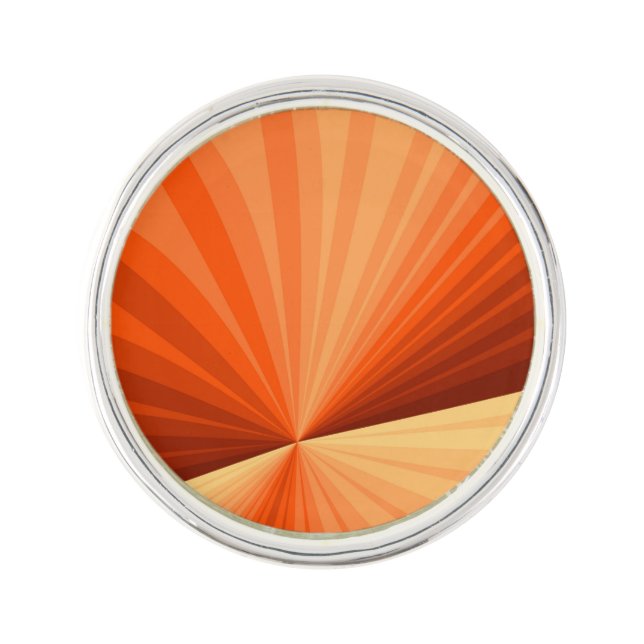 Modern Abstract Orange Red Vanilla Graphic Fractal Lapel Pin (Front)