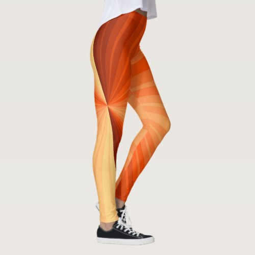 Modern Abstract Orange Red Vanilla Graphic Fractal Leggings