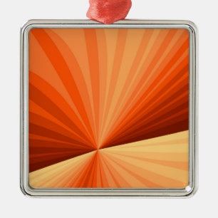 Modern Abstract Orange Red Vanilla Graphic Fractal Metal Ornament