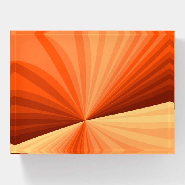 Modern Abstract Orange Red Vanilla Graphic Fractal Paperweight (Front)