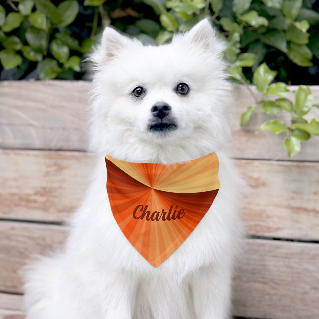 Modern Abstract Orange Red Vanilla Graphic Fractal Pet Bandana Collar (Dog)