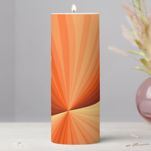 Modern Abstract Orange Red Vanilla Graphic Fractal Pillar Candle
