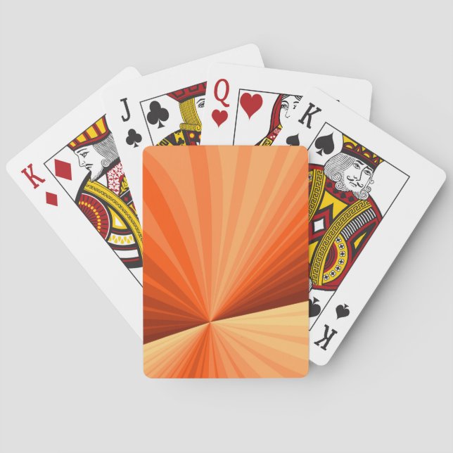 Modern Abstract Orange Red Vanilla Graphic Fractal Poker Cards (Back)
