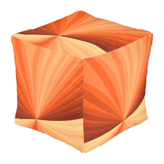 Modern Abstract Orange Red Vanilla Graphic Fractal Pouf (Angled Front)