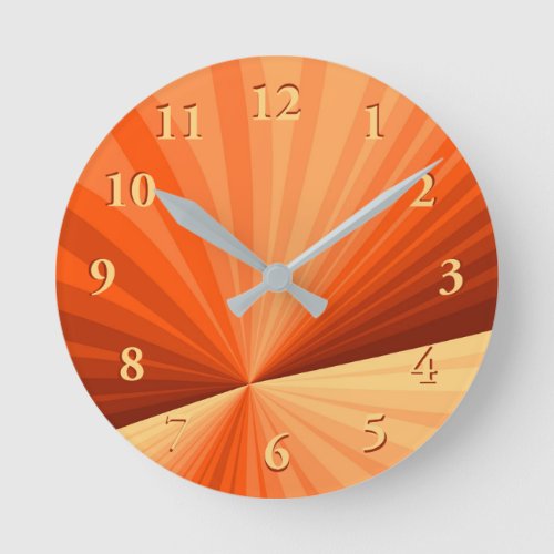 Modern Abstract Orange Red Vanilla Graphic Fractal Round Clock