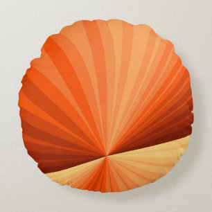 Modern Abstract Orange Red Vanilla Graphic Fractal Round Pillow