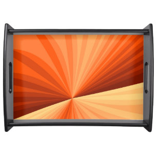 Modern Abstract Orange Red Vanilla Graphic Fractal Serving Tray