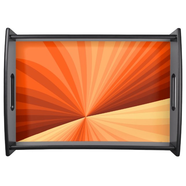 Modern Abstract Orange Red Vanilla Graphic Fractal Serving Tray (Front)