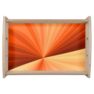 Modern Abstract Orange Red Vanilla Graphic Fractal Serving Tray