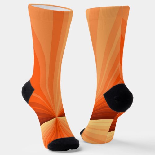 Modern Abstract Orange Red Vanilla Graphic Fractal Socks